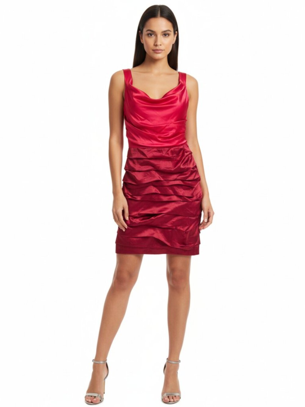 Express Dress Womens Size 2 red/pink satin pencil cocktail colorful classic